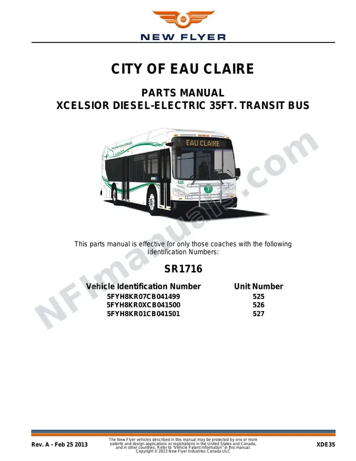 SR1716 Parts Manual, City of Eau Claire first-page preview