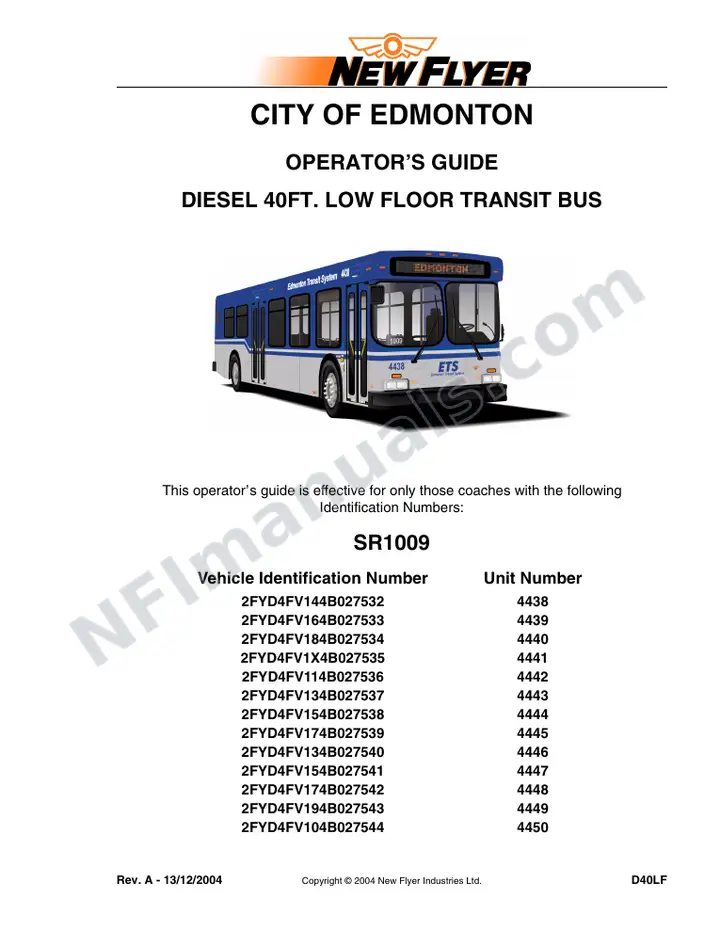 SR1009 Operator's Guide, City of Edmonton first-page preview