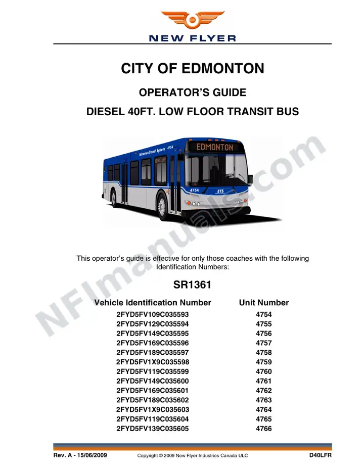 SR1361 Operator's Guide, City of Edmonton first-page preview
