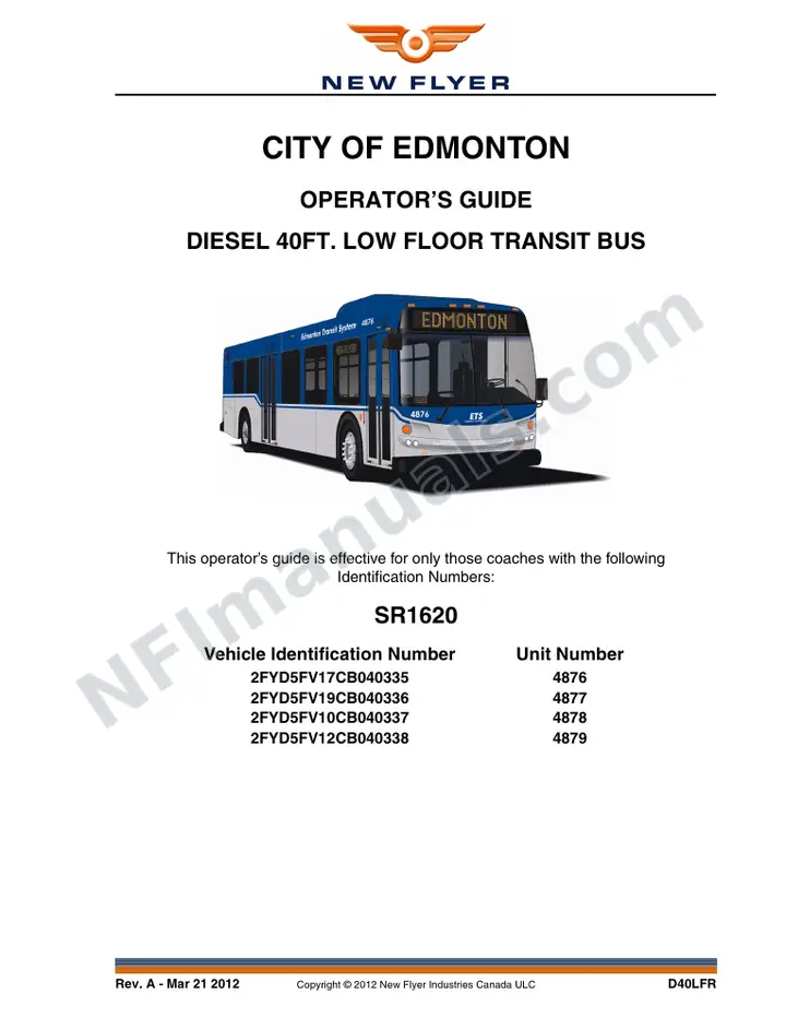 SR1620 Operator's Guide, City of Edmonton first-page preview