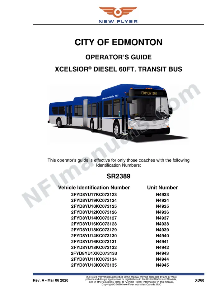 New Flyer XD60 Manual Package - City of Edmonton included manual preview