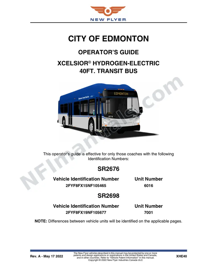 New Flyer XHE40 Manual Package - City of Edmonton included manual preview