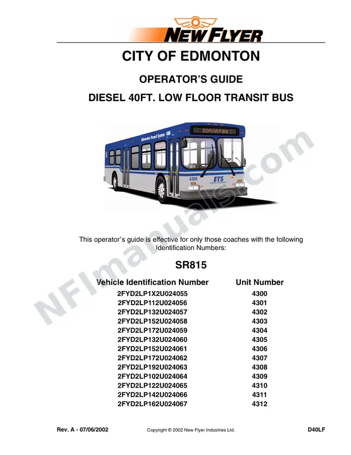 SR815 Operator's Guide, City of Edmonton first-page preview