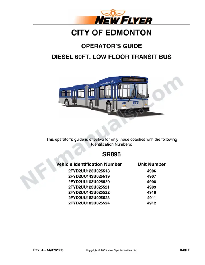 SR895 Operator's Guide, City of Edmonton first-page preview