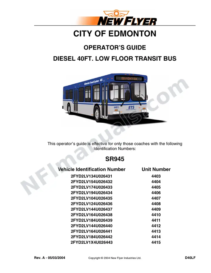 SR945 Operator's Guide, City of Edmonton first-page preview