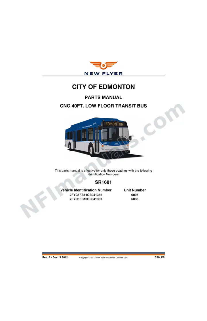 SR1681 Parts Manual, Edmonton Transit first-page preview
