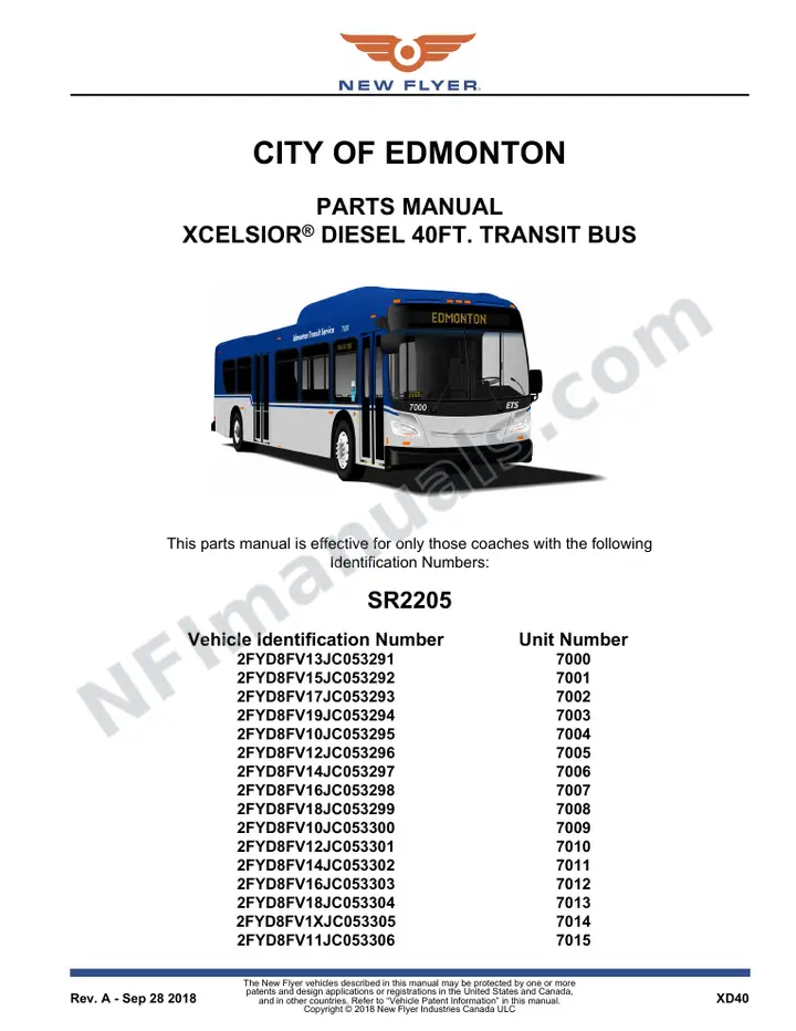 SR2205_2249 Parts Manual, City of Edmonton first-page preview