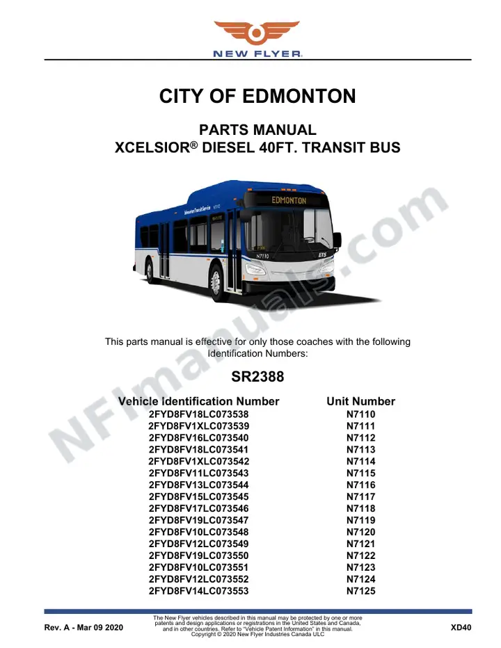 SR2388_2446_2502 Parts Manual, City of Edmonton first-page preview