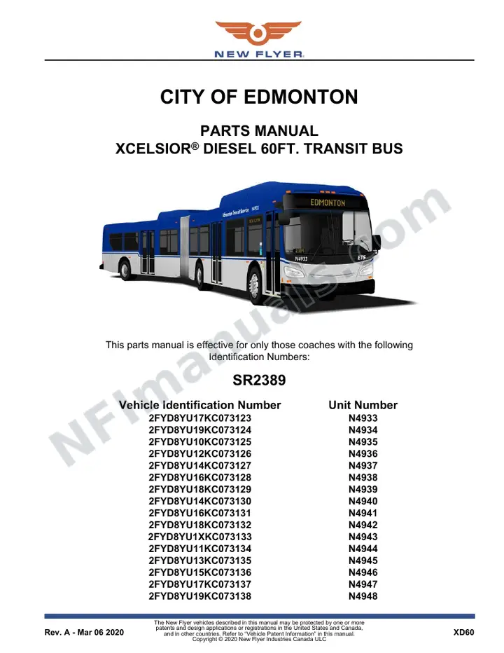 SR2389 Parts Manual, City of Edmonton first-page preview