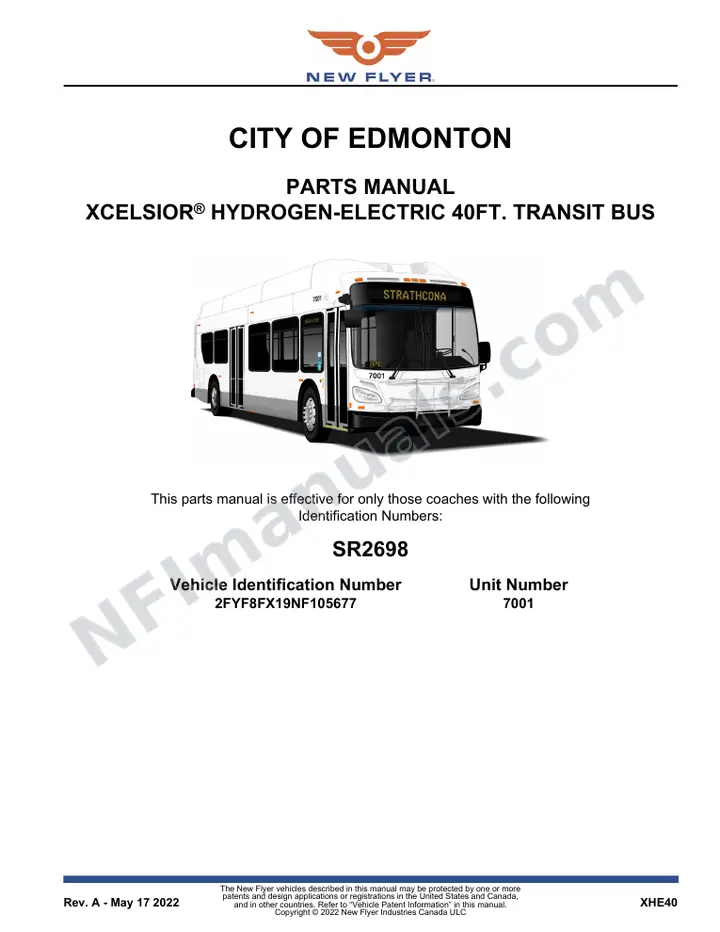 SR2698 Parts Manual, City of Edmonton first-page preview