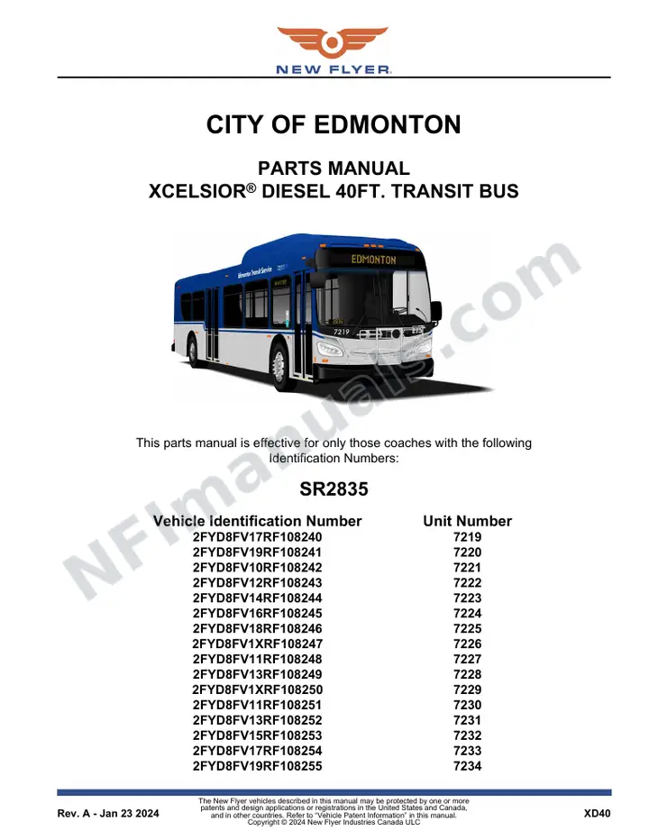 SR2835 Parts Manual, City of Edmonton first-page preview