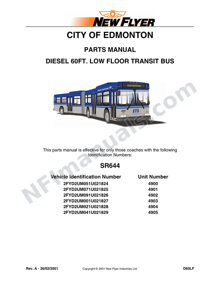 SR644 Parts Manual, City of Edmonton first-page preview