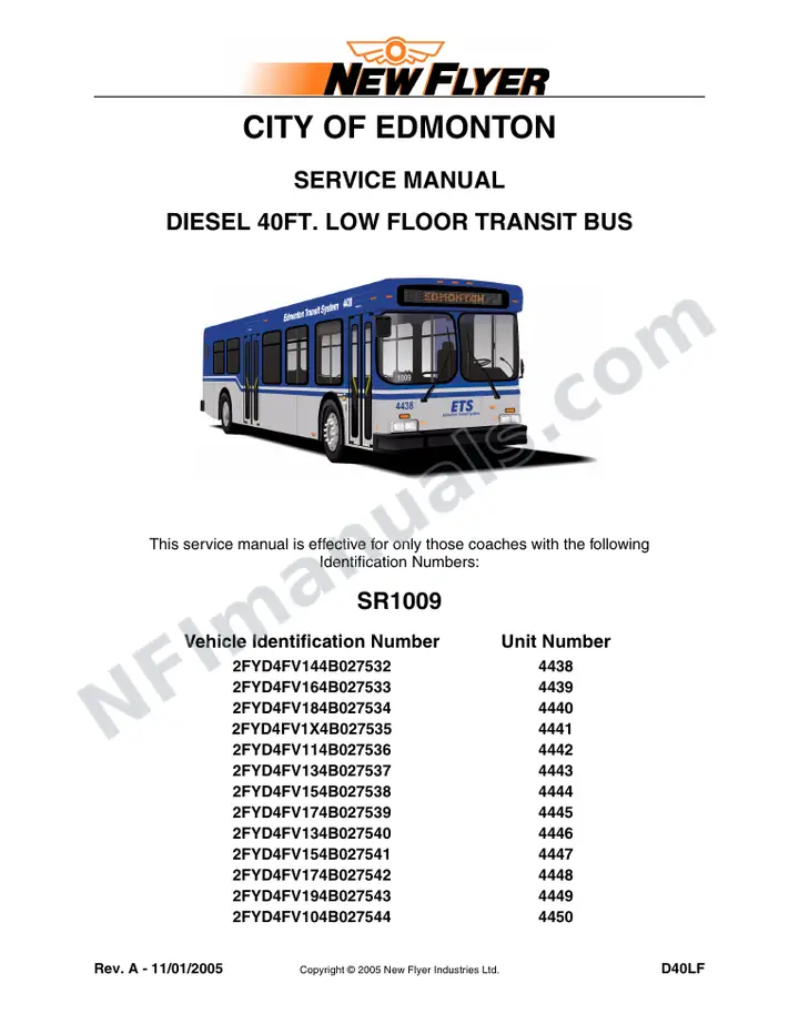 SR1009 Service Manual, City of Edmonton first-page preview