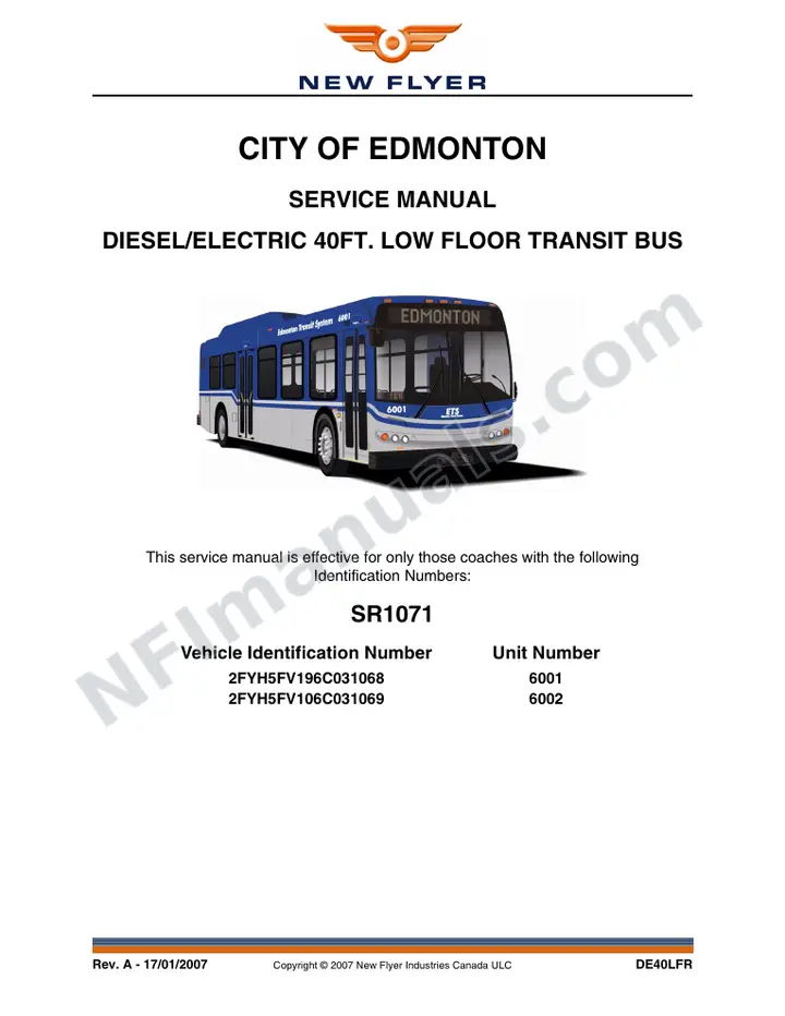 SR1071 Service Manual, City of Edmonton first-page preview