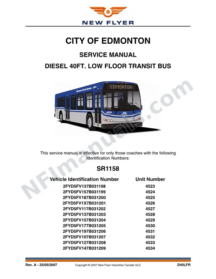 SR1158_1190 Service Manual, City of Edmonton first-page preview