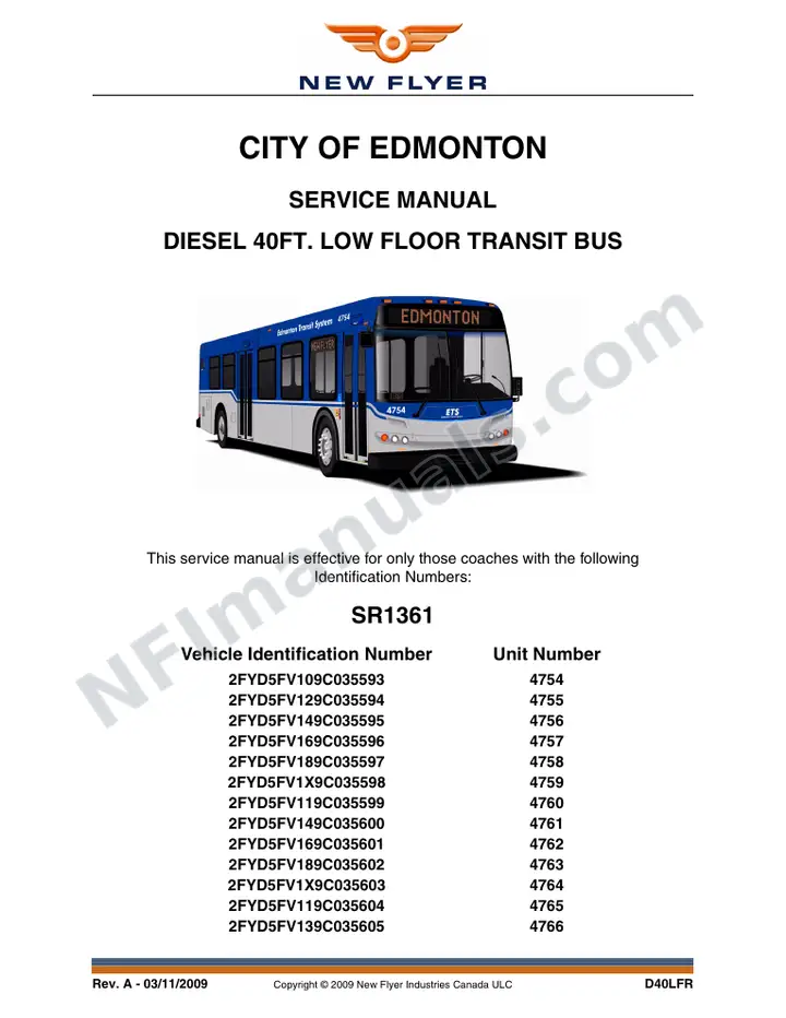 SR1361 Service Manual, CITY OF EDMONTOn first-page preview