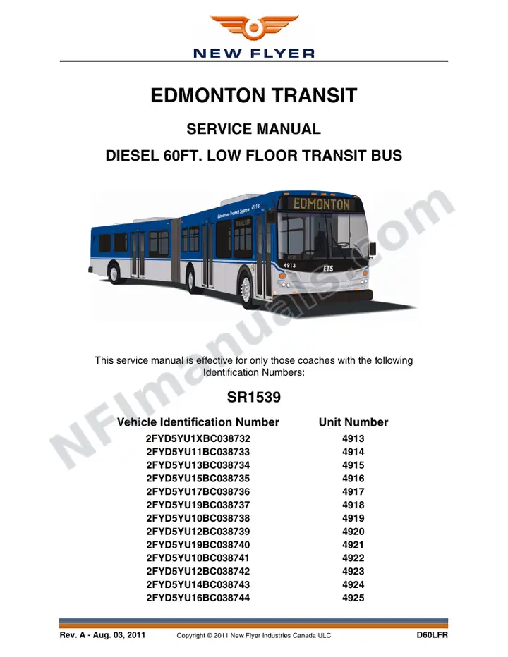 SR1539 Service Manual, Edmonton Transit first-page preview