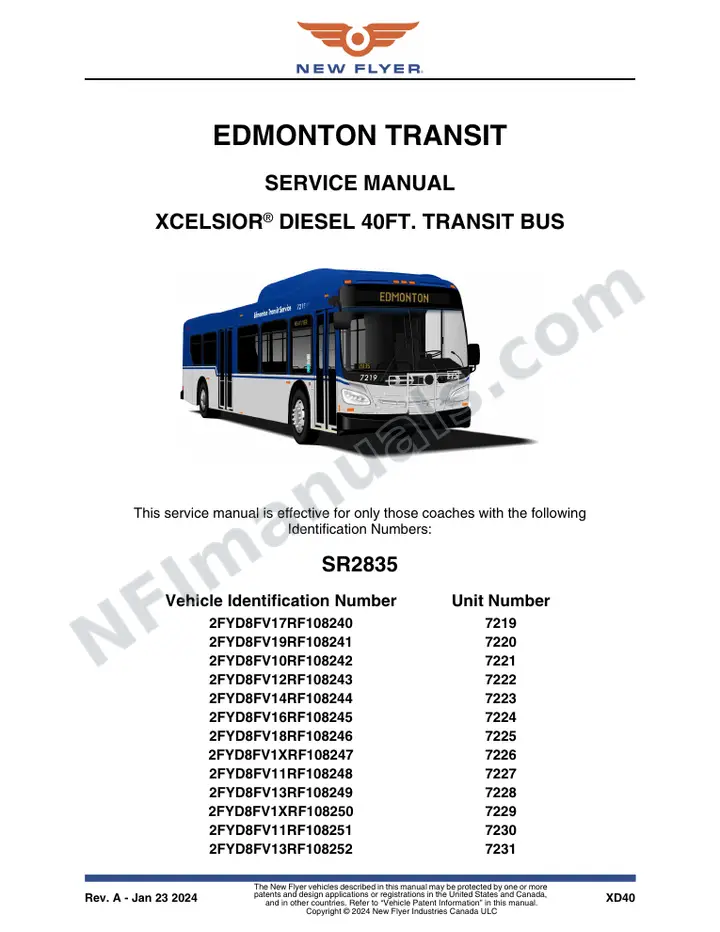 SR2835 Service Manual, Edmonton Transit first-page preview