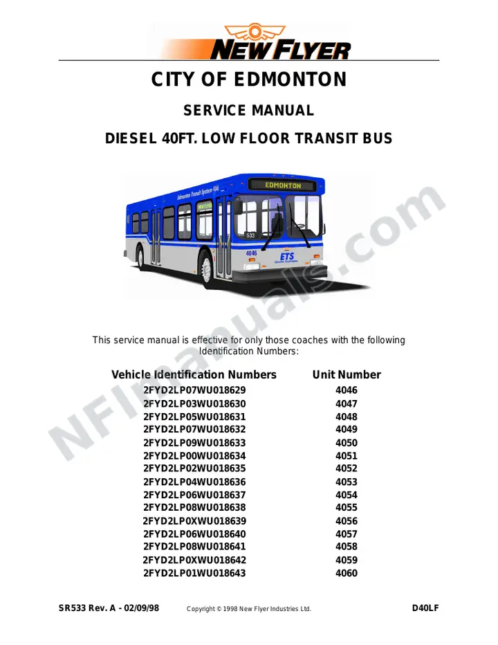 SR533 Service Manual, City of Edmonton first-page preview