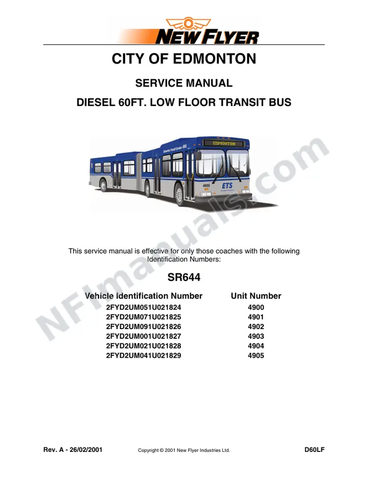 SR644 Service Manual, City of Edmonton first-page preview