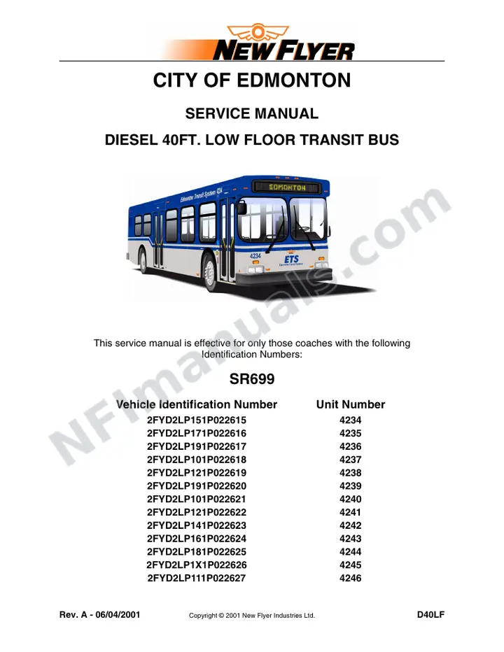 SR699 Service Manual, City of Edmonton first-page preview