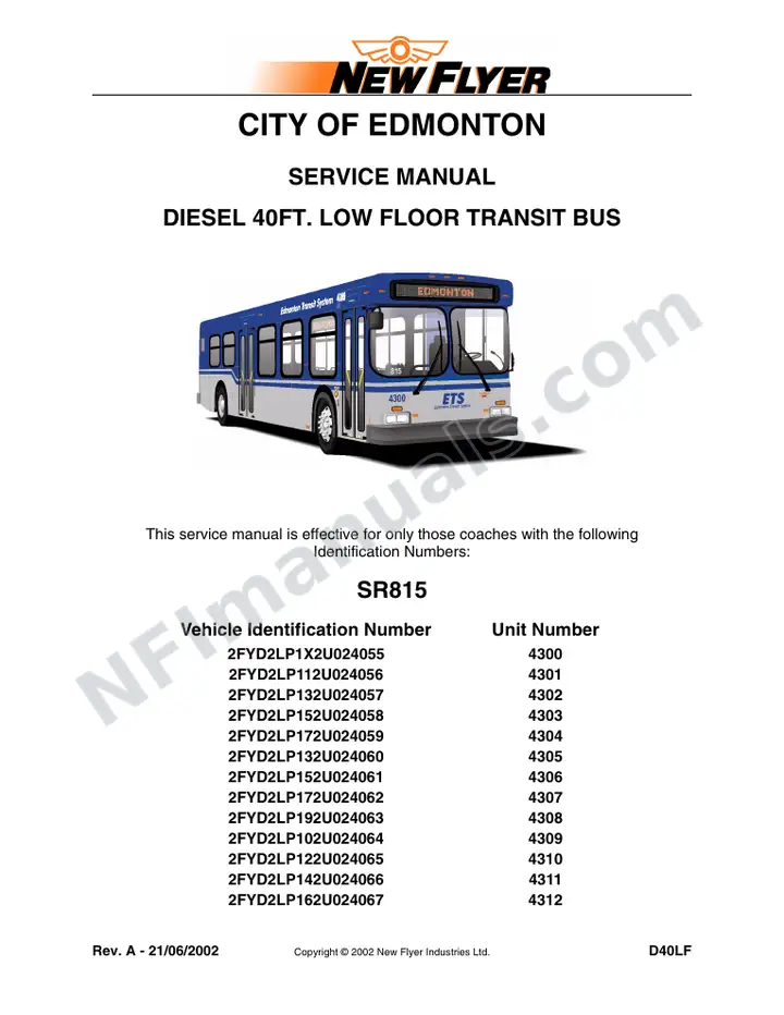 SR815 Service Manual, City of Edmonton first-page preview