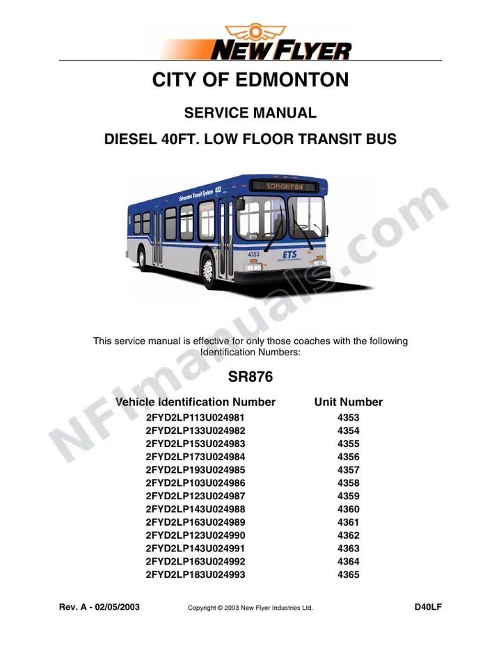 SR876 Service Manual, City Of Edmonton first-page preview