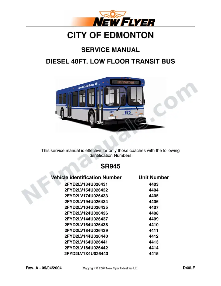 SR945 Service Manual, City of Edmonton first-page preview