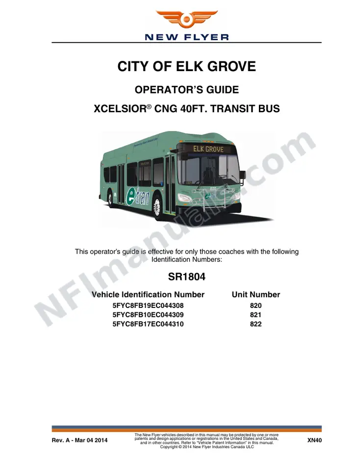 New Flyer XN40 Manual Package - City of Elk Grove included manual preview