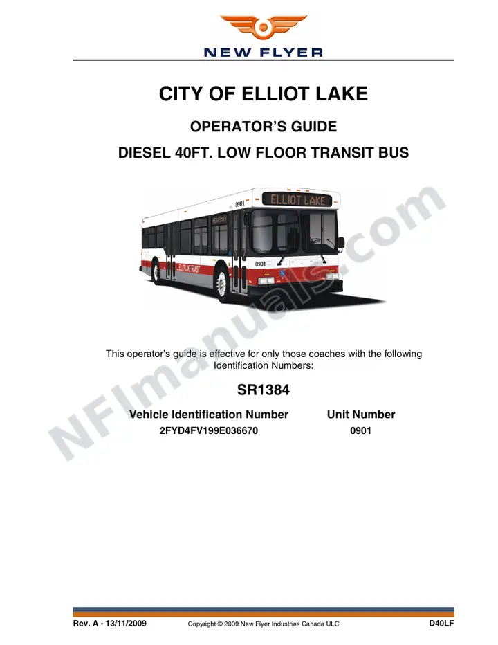 New Flyer D40LF Manual Package - City of Elliot Lake included manual preview