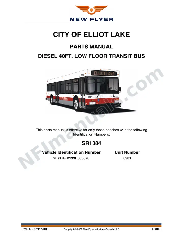 SR1384 Parts Manual, City of Elliot Lake first-page preview