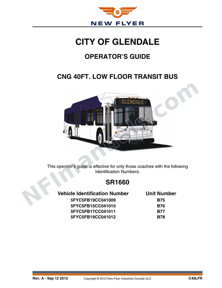 SR1660 Operator's Guide, City of Glendale first-page preview