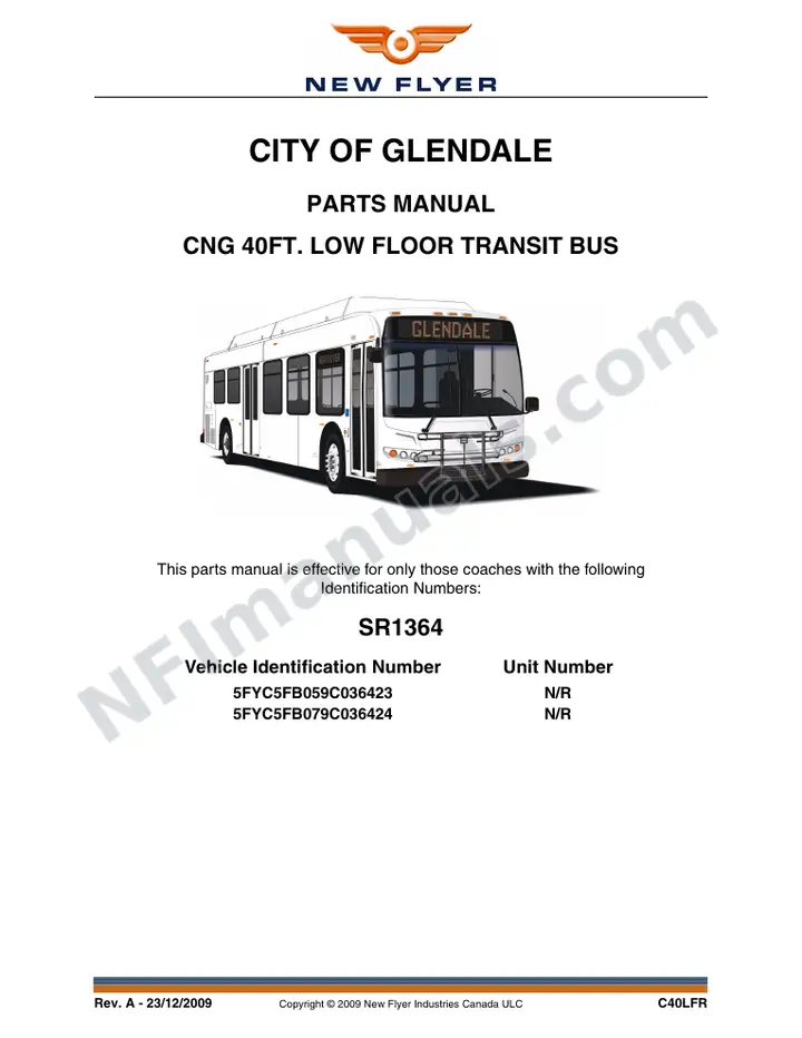 SR1364 Parts Manual, City of Glendale first-page preview