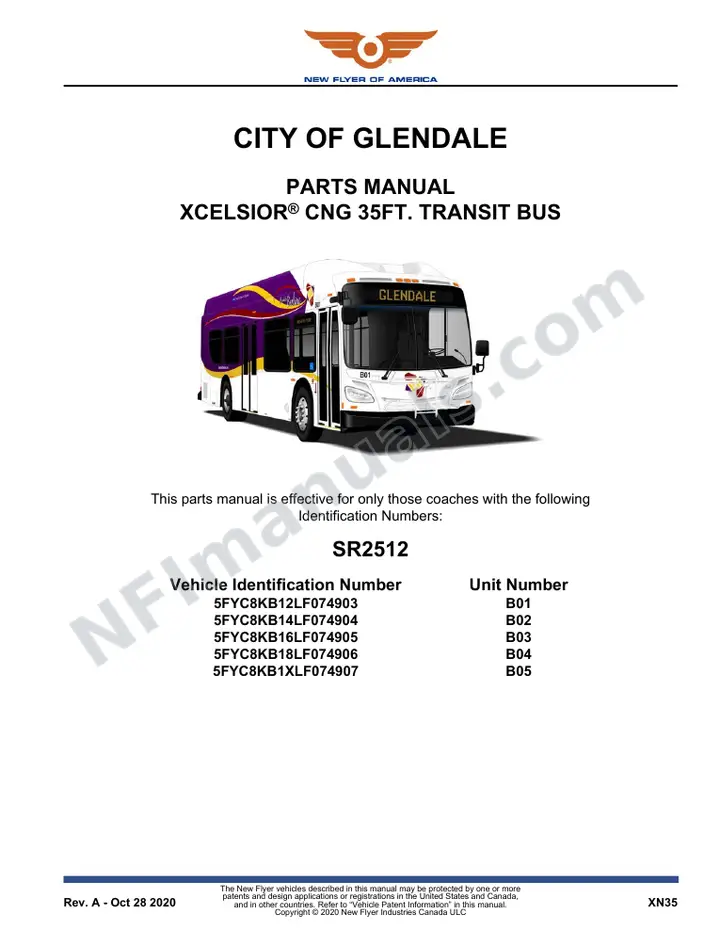 SR2512 Parts Manual, City of Glendale first-page preview