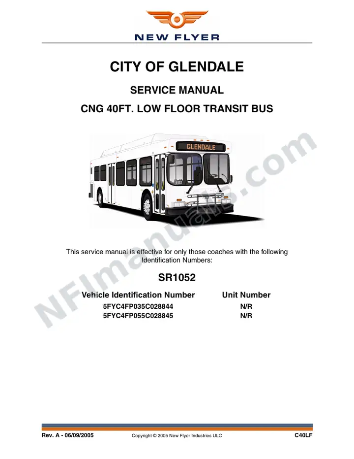 SR1052 Service Manual, City of Glendale first-page preview
