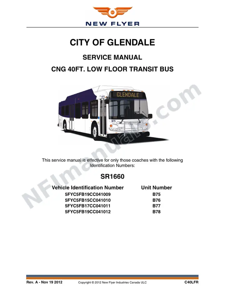 SR1660 Service Manual, City of Glendale first-page preview