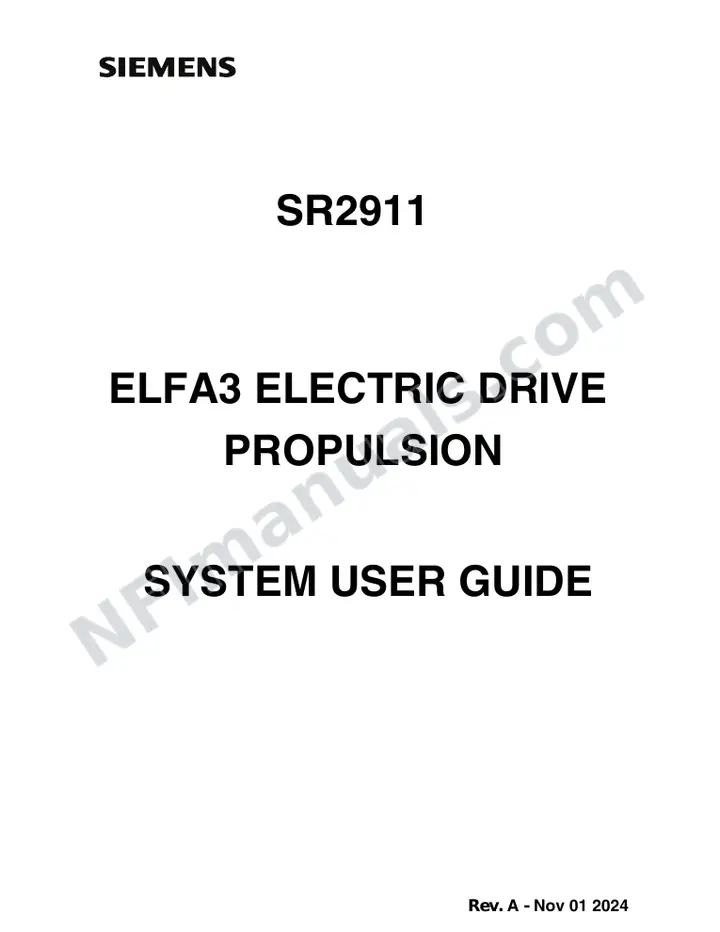 Siemens ELFA3 Electric Drive Propulsion System User Guide SR2911 first-page preview
