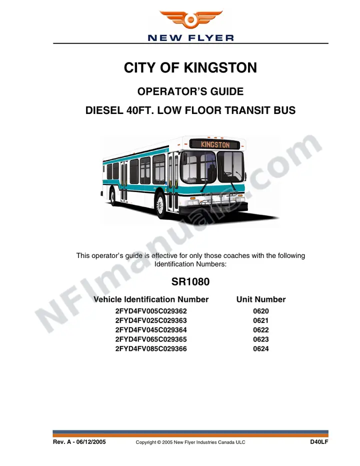 SR1080 Operator's Guide, City of Kingston first-page preview