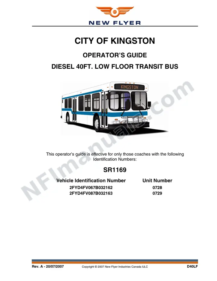 SR1169 Operator's Guide, City of Kingston first-page preview
