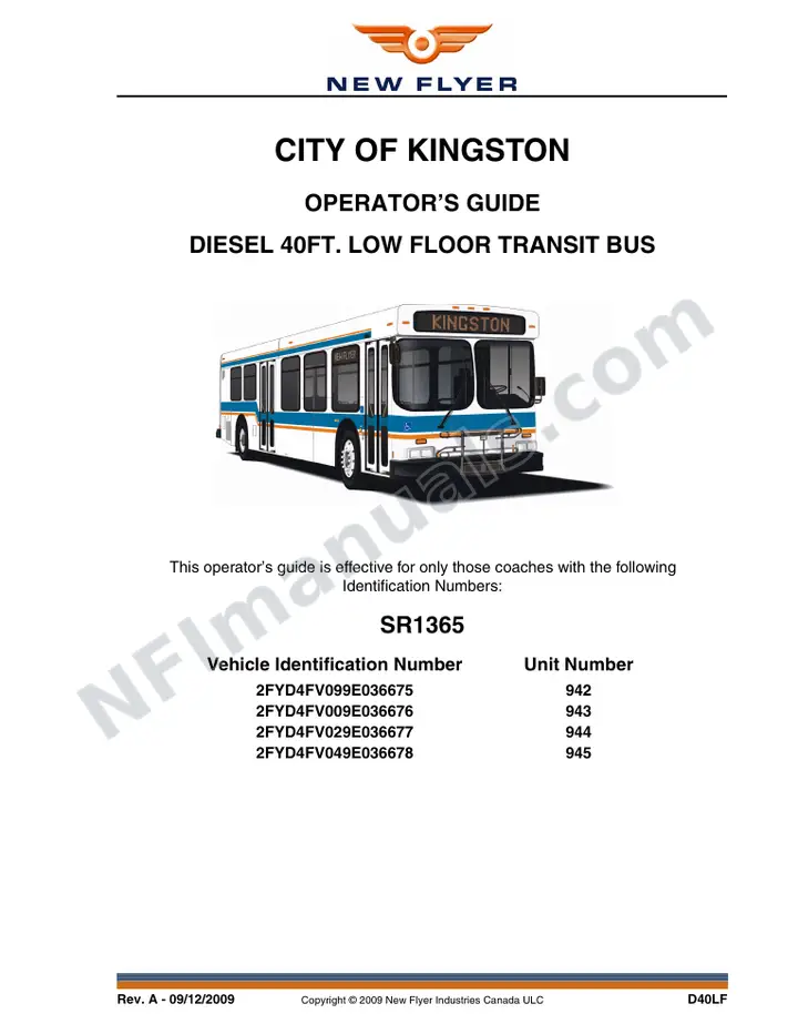 SR1365 Operator's Guide, City of Kingston first-page preview