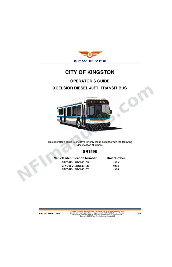 New Flyer XD40 Manual Package - City of Kingston included manual preview