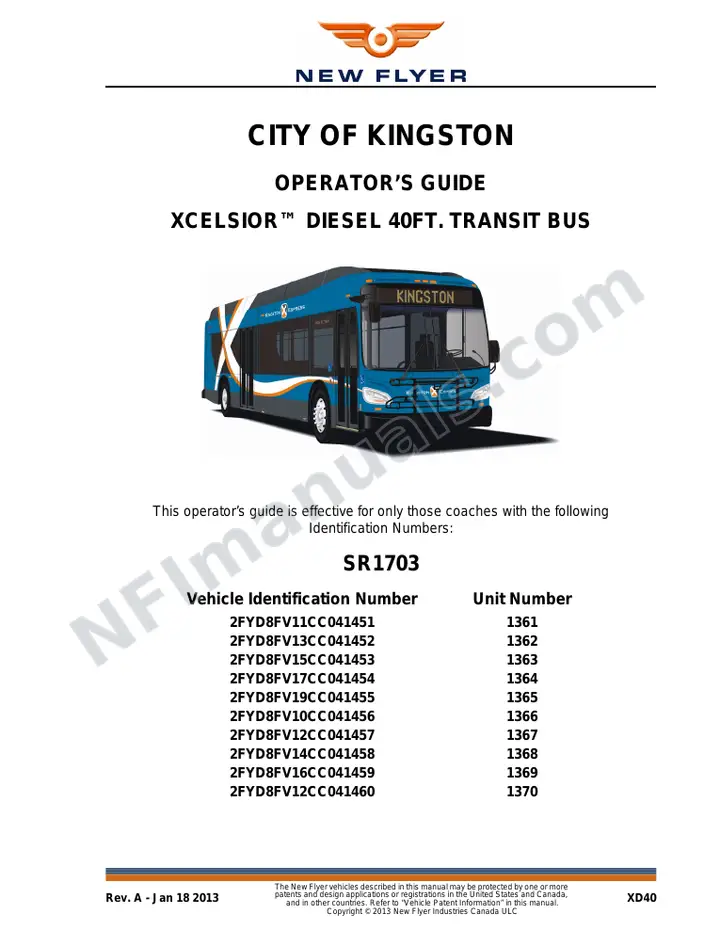 SR1703 Operator's Guide, City of Kingston first-page preview