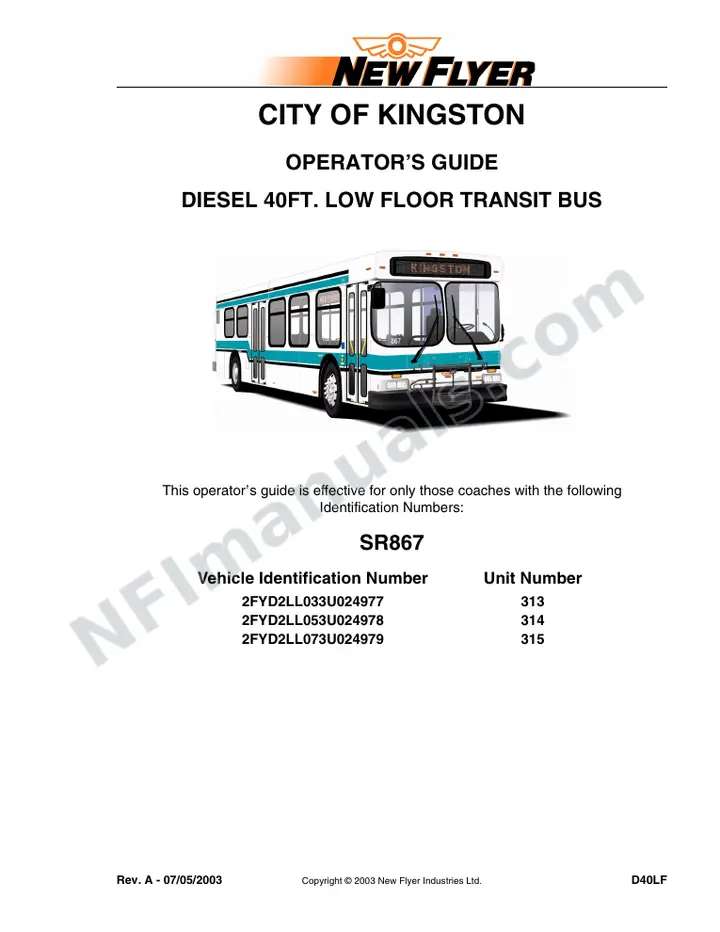 SR867 Operator's Guide, City of Kingston first-page preview