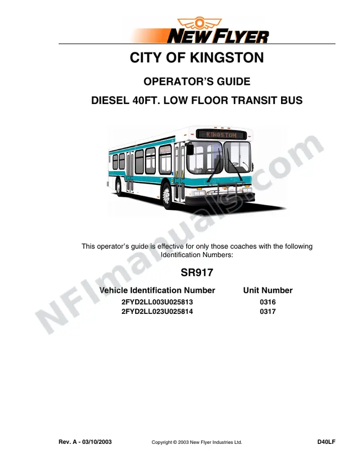 SR917 Operator's Guide, City of Kingston first-page preview
