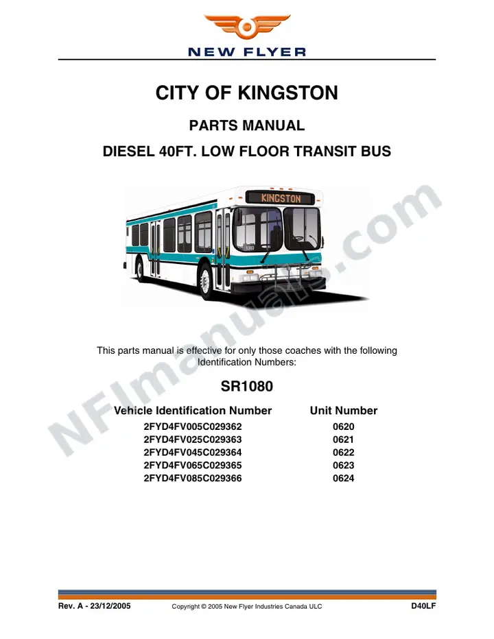 SR1080 Parts Manual, City of Kingston first-page preview