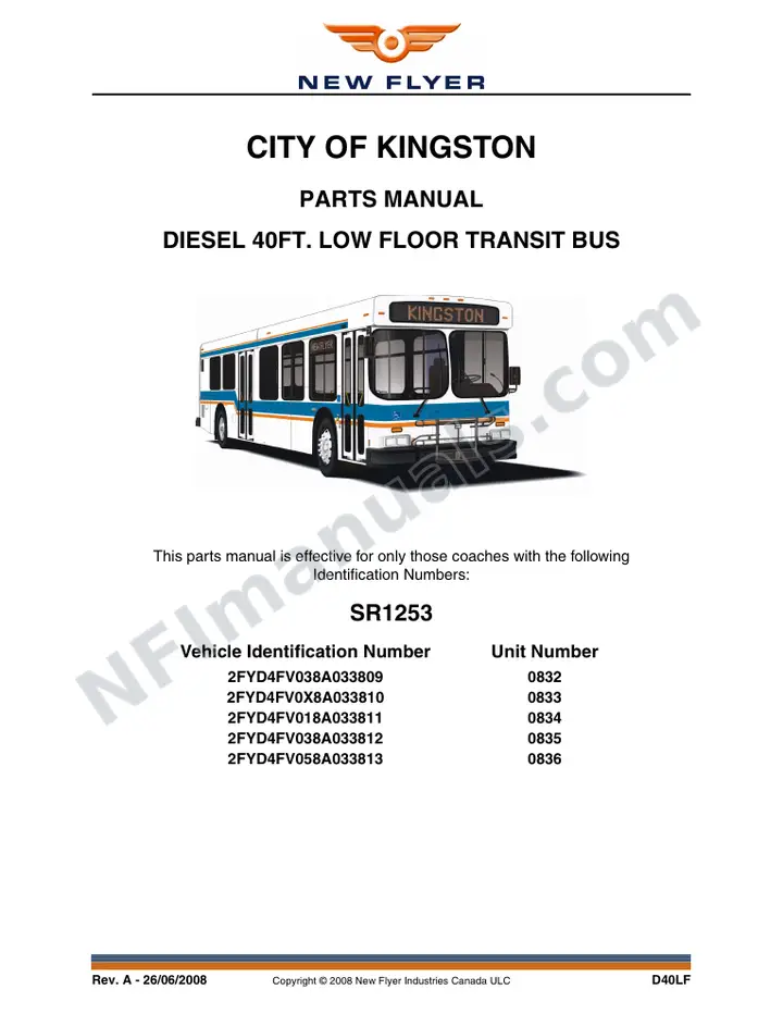 SR1253 Parts Manual, City of Kingston first-page preview