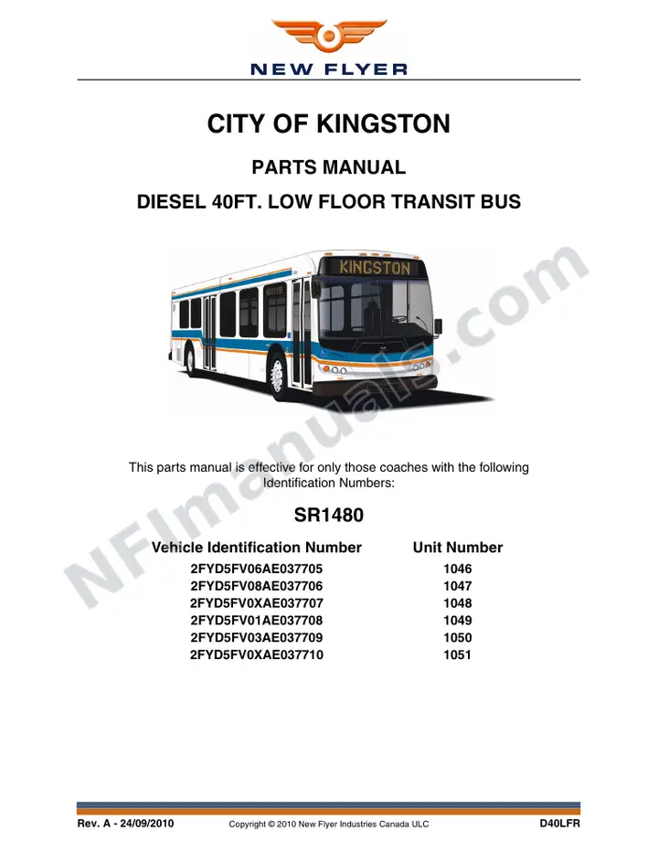 SR1480 Parts Manual, City of Kingston first-page preview