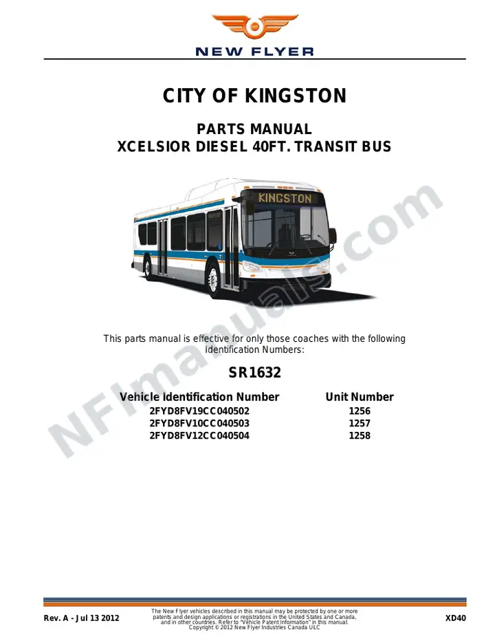 SR1632 Parts Manual, City of Kingston first-page preview