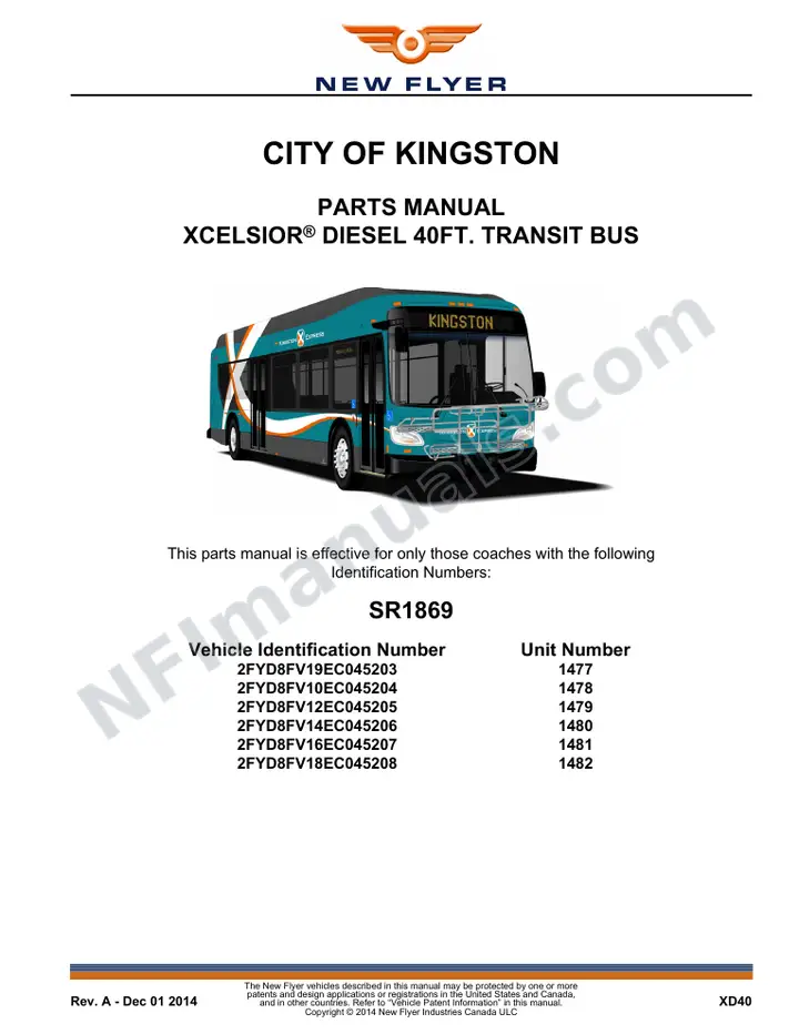 SR1869 Parts Manual, City of Kingston first-page preview