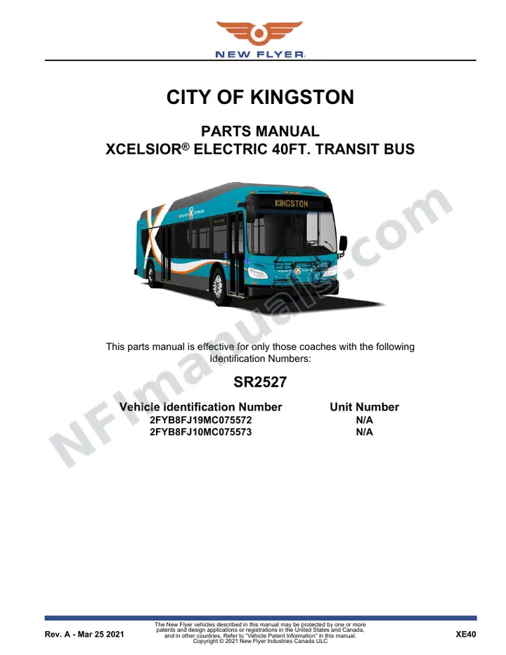 SR2527 Parts Manual, City of Kingston first-page preview